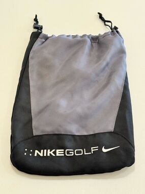 Nike Golf Drawstring Golf Shoe Bag NO HOLES NO TEARS Felt Lined Gray/Black